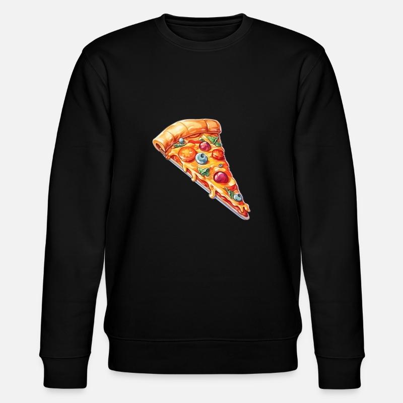 Lustiger Pizzaflüsterer Feinschmecker Pizzastück - Stanley/Stella Unisex Bio-Sweatshirt CHANGER  - Schwarz