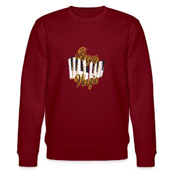 Boogie Woogie Piano Tasten Geschenk - Stanley/Stella Unisex Bio-Sweatshirt CHANGER  - Burgunderrot - Vorne - Nik (191cm) & Marisol (170cm)