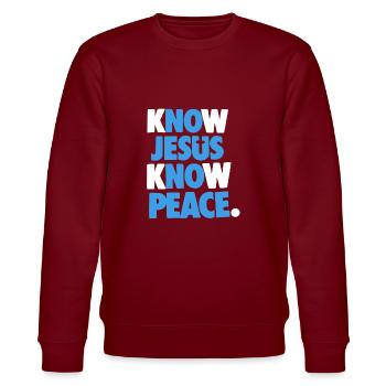 Jesus T- Shirt - Stanley/Stella CHANGER Unisex Organic Sweatshirt - burgundy - Front - Nik (191cm) & Marisol (170cm)