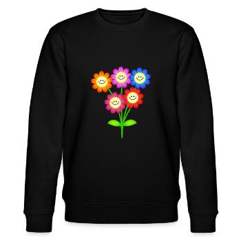 Fleur heureuse de marguerite de sourire - Sweat bio CHANGER Stanley/Stella Unisexe - noir - Devant - Nik (191cm) & Marisol (170cm)