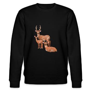 Axis deer family - Stanley/Stella CHANGER Unisex Organic Sweatshirt - black - Front - Nik (191cm) & Marisol (170cm)