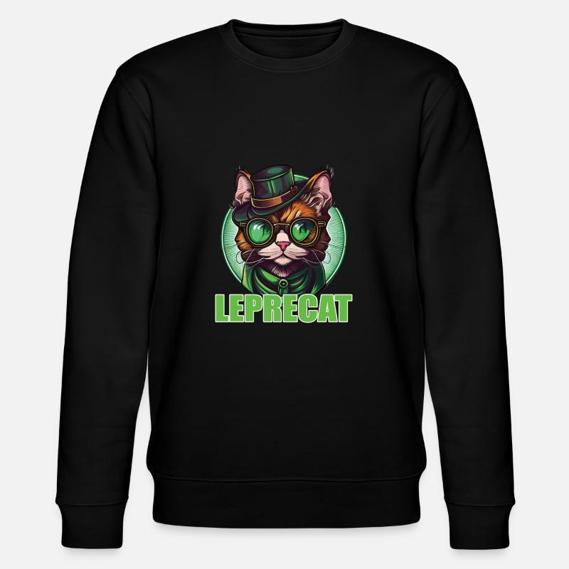 St. Patricks Day Katze - Stanley/Stella Unisex Bio-Sweatshirt CHANGER  - Schwarz