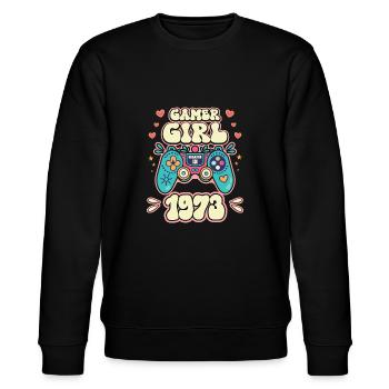Geek Girl Level 50 Geburtstag Gamer 50 Jahre - Stanley/Stella Unisex Bio-Sweatshirt CHANGER  - Schwarz - Vorne - Nik (191cm) & Marisol (170cm)