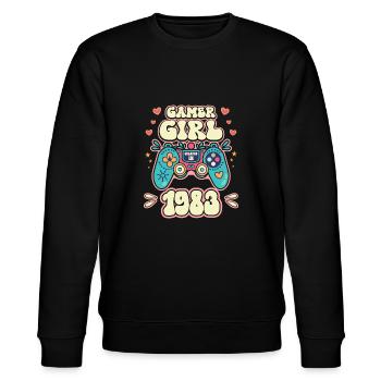 Geek Girl Level 40 Geburtstag Gamer 40 Jahre - Stanley/Stella Unisex Bio-Sweatshirt CHANGER  - Schwarz - Vorne - Nik (191cm) & Marisol (170cm)