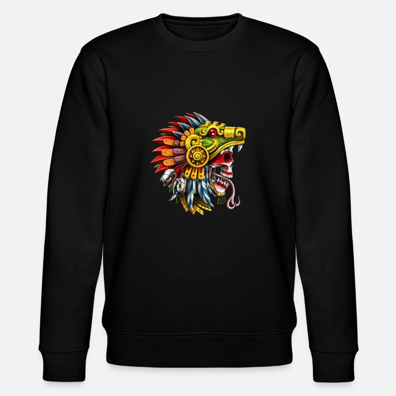 Aztec Serpent Skull Warrior - Stanley/Stella CHANGER Unisex Organic Sweatshirt - black