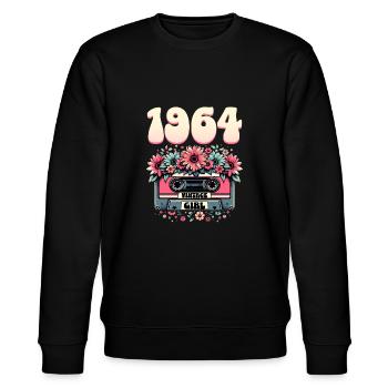 Cassette Année 1964 Anniversaire Femme 60 Ans - Sweat bio CHANGER Stanley/Stella Unisexe - noir - Devant - Nik (191cm) & Marisol (170cm)