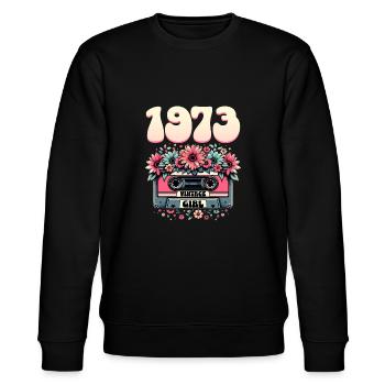 Cassette Year 1973 Birthday Woman 50 Years - Stanley/Stella CHANGER Unisex Organic Sweatshirt - black - Front - Nik (191cm) & Marisol (170cm)