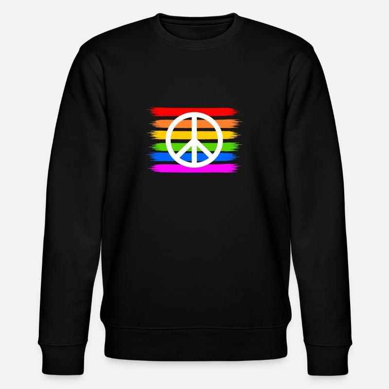 Peace Peacezeichen auf Regenbogenfahne regenbogen - Stanley/Stella Unisex Bio-Sweatshirt CHANGER - Schwarz