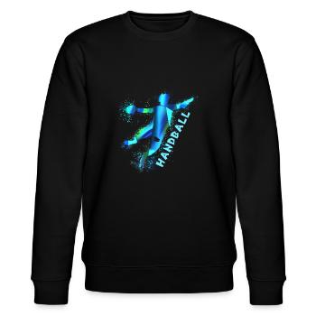 Handball, handballer, Beachhandball,Graffiti - Stanley/Stella Unisex Bio-Sweatshirt CHANGER  - Schwarz - Vorne - Nik (191cm) & Marisol (170cm)