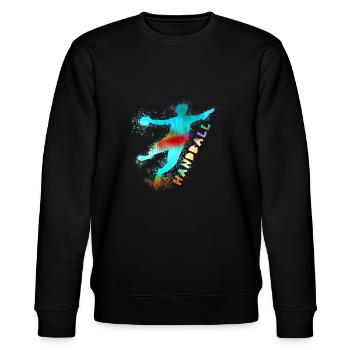 Handball, handballer, Beachhandball,Graffiti - Stanley/Stella Unisex Bio-Sweatshirt CHANGER  - Schwarz - Vorne - Nik (191cm) & Marisol (170cm)