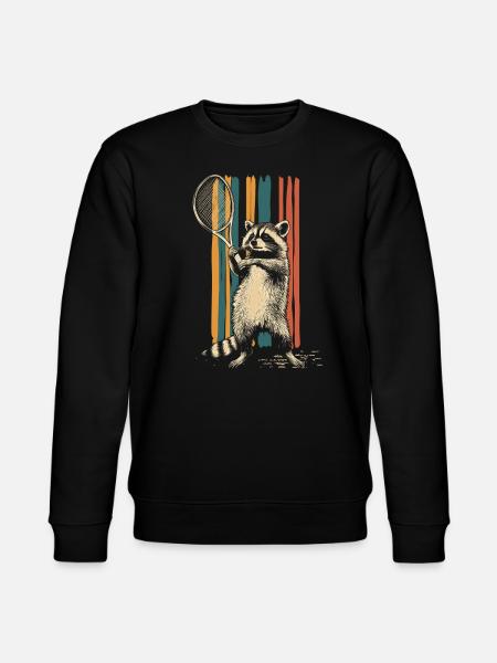 Raccoon playing tennis - Stanley/Stella CHANGER Unisex Organic Sweatshirt - black