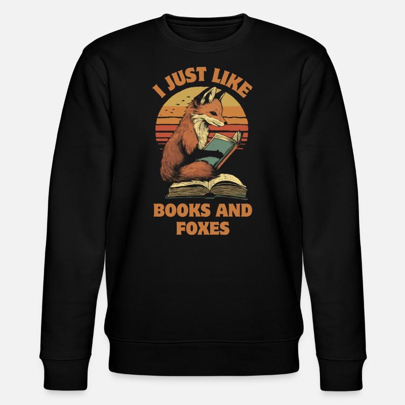 Fox with books - Stanley/Stella CHANGER Unisex Organic Sweatshirt - black