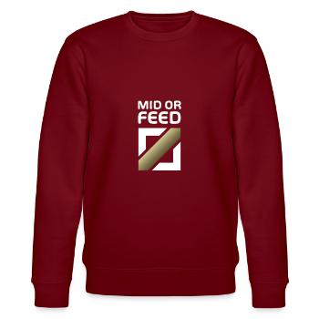 Mid or feed - Merch of Legends - Stanley/Stella Unisex Bio-Sweatshirt CHANGER  - Burgunderrot - Vorne - Nik (191cm) & Marisol (170cm)