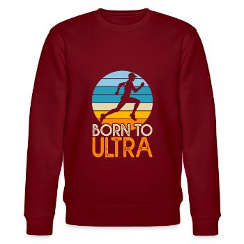 Born to ultra geschenk humor running triathlon - Stanley/Stella Unisex Bio-Sweatshirt CHANGER  - Burgunderrot - Vorne - Nik (191cm) & Marisol (170cm)
