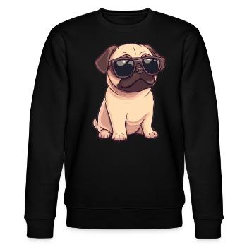 Lustiger Mops Hund - Stanley/Stella Unisex Bio-Sweatshirt CHANGER  - Schwarz - Vorne - Nik (191cm) & Marisol (170cm)