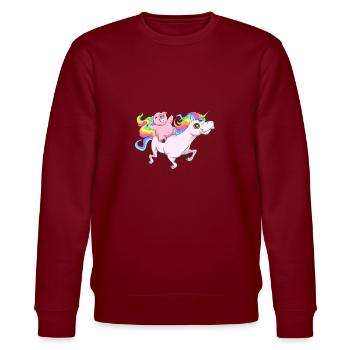 Cochon mignon à cheval sur la licorne - Sweat bio CHANGER Stanley/Stella Unisexe - bordeaux - Devant - Nik (191cm) & Marisol (170cm)