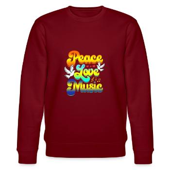 Friedensliebesmusik Rave Festival Musical Hippie - Stanley/Stella Unisex Bio-Sweatshirt CHANGER  - Burgunderrot - Vorne - Nik (191cm) & Marisol (170cm)