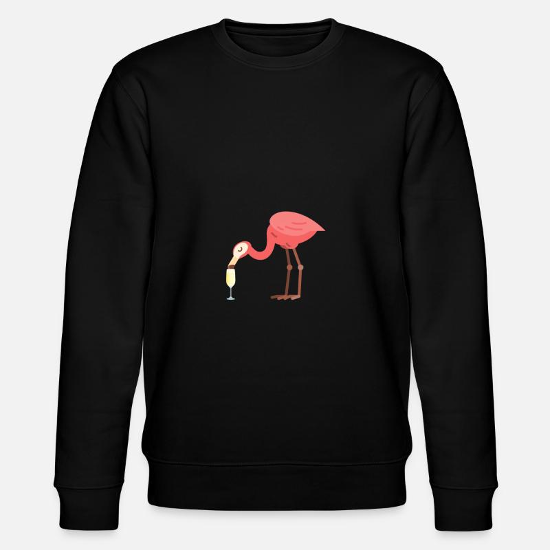 Flamingo drinking sparkling wine - Stanley/Stella CHANGER Unisex Organic Sweatshirt - black