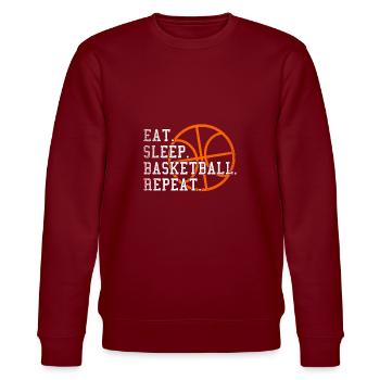 Eat Sleep Basketball Repeat Geschenk Sport Baller - Stanley/Stella Unisex Bio-Sweatshirt CHANGER  - Burgunderrot - Vorne - Nik (191cm) & Marisol (170cm)
