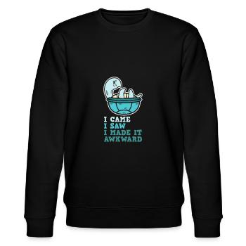 Turtle funny saying embarrassing reptile animal - Stanley/Stella CHANGER Unisex Organic Sweatshirt - black - Front - Nik (191cm) & Marisol (170cm)