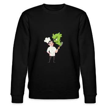 Koch Chef Pfanne Geschenk Comic Kochmütze Monster - Stanley/Stella Unisex Bio-Sweatshirt CHANGER  - Schwarz - Vorne - Nik (191cm) & Marisol (170cm)