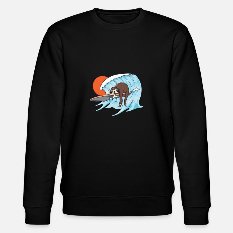 Surfendes Surfer Faultier - Stanley/Stella Unisex Bio-Sweatshirt CHANGER - Schwarz