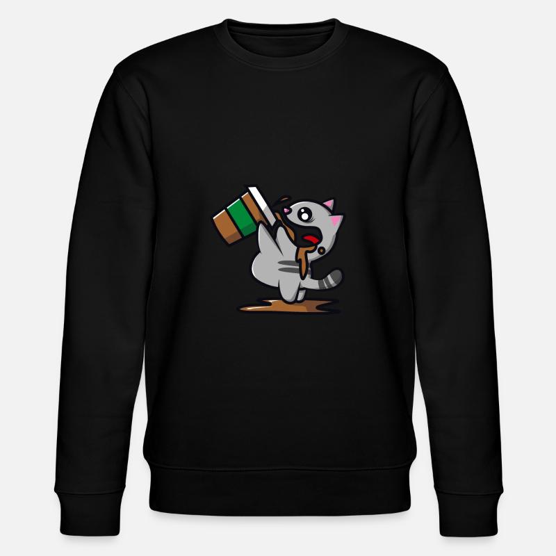 Chat boit un café - Sweat bio CHANGER Stanley/Stella Unisexe - noir