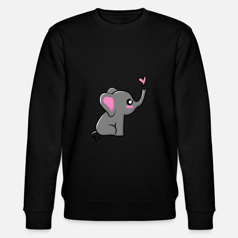 Elefant mit Herzchen - Stanley/Stella Unisex Bio-Sweatshirt CHANGER  - Schwarz