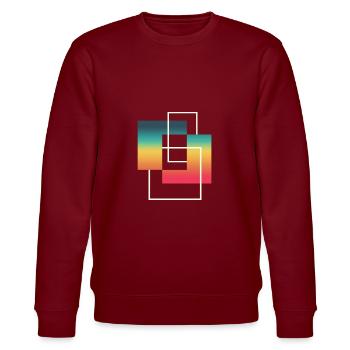 Geometrische Formen Vierecke - Stanley/Stella Unisex Bio-Sweatshirt CHANGER  - Burgunderrot - Vorne - Nik (191cm) & Marisol (170cm)