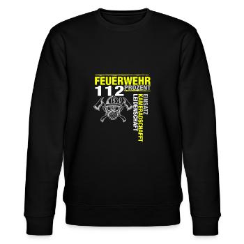 112% Feuerwehr im Einsatz Freiwillige Feuerwehr - Stanley/Stella Unisex Bio-Sweatshirt CHANGER  - Schwarz - Vorne - Nik (191cm) & Marisol (170cm)