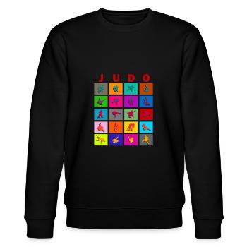 Judo Griffe - Training - Tshirt - Geschenkidee - Stanley/Stella Unisex Bio-Sweatshirt CHANGER  - Schwarz - Vorne - Nik (191cm) & Marisol (170cm)