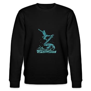 Surfer Wellenreiter - Stanley/Stella Unisex Bio-Sweatshirt CHANGER  - Schwarz - Vorne - Nik (191cm) & Marisol (170cm)