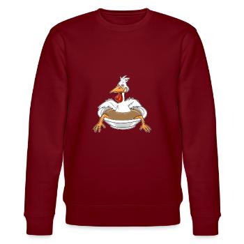 Suppenhuhn Suppe Huhn Gockel Eintopf Geschenk - Stanley/Stella Unisex Bio-Sweatshirt CHANGER  - Burgunderrot - Vorne - Nik (191cm) & Marisol (170cm)