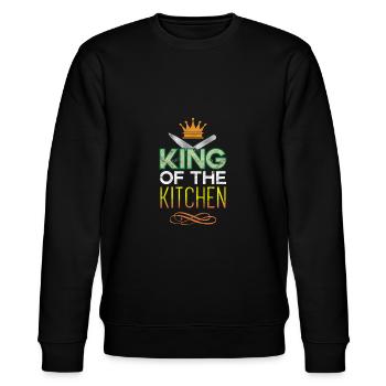 Chef Cooking King's Kitchen Gift Idea - Stanley/Stella CHANGER Unisex Organic Sweatshirt - black - Front - Nik (191cm) & Marisol (170cm)