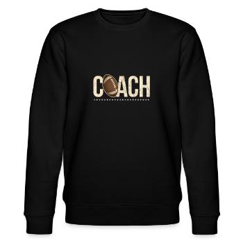 Chic Rugby Coach Shirt Gift Idea - Stanley/Stella CHANGER Unisex Organic Sweatshirt - black - Front - Nik (191cm) & Marisol (170cm)