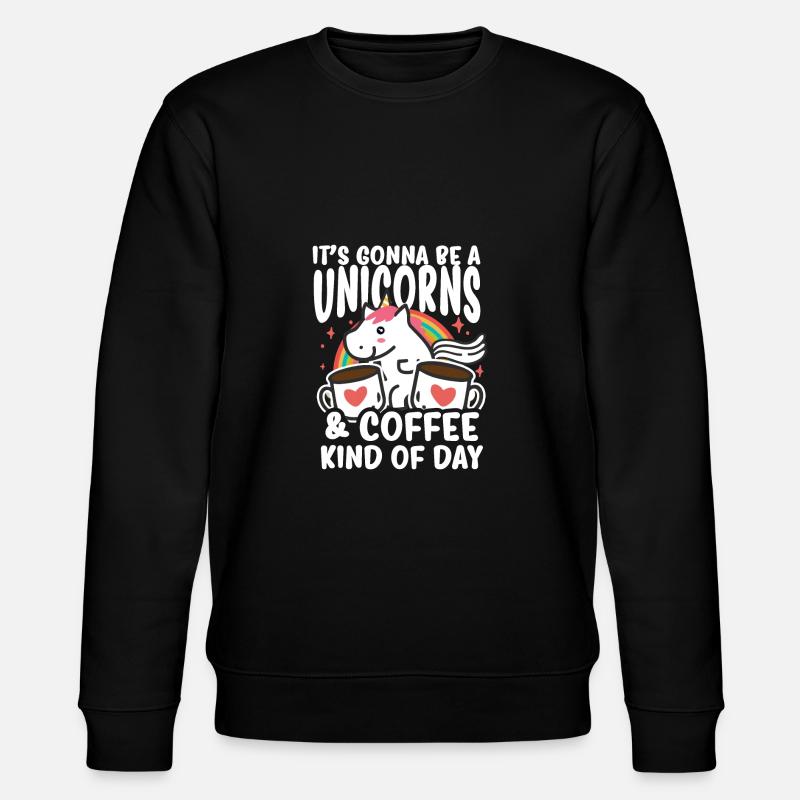 Einhörner und Kaffee - Einhorn - Stanley/Stella Unisex Bio-Sweatshirt CHANGER  - Schwarz