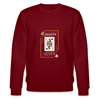 Canasta Design Geschenk für Kartenspieler und - Stanley/Stella Unisex Bio-Sweatshirt CHANGER  - Burgunderrot - Vorne - Nik (191cm) & Marisol (170cm)