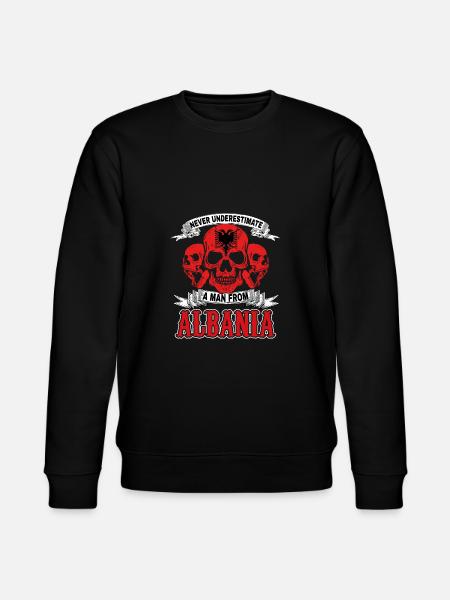 Skull Albania Albanian flag gift - Stanley/Stella CHANGER Unisex Organic Sweatshirt - black