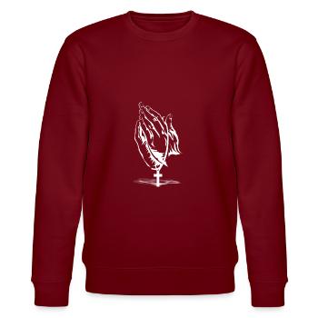 Betende Hände - Praying Hands - Stanley/Stella Unisex Bio-Sweatshirt CHANGER  - Burgunderrot - Vorne - Nik (191cm) & Marisol (170cm)