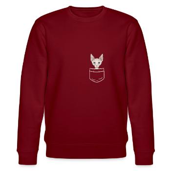 Sphynx Katze Nacktkatze Tasche Pocket Geschenk - Stanley/Stella Unisex Bio-Sweatshirt CHANGER  - Burgunderrot - Vorne - Nik (191cm) & Marisol (170cm)
