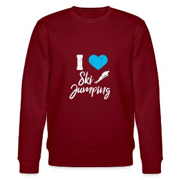 Skispringen - Stanley/Stella Unisex Bio-Sweatshirt CHANGER  - Burgunderrot - Vorne - Nik (191cm) & Marisol (170cm)