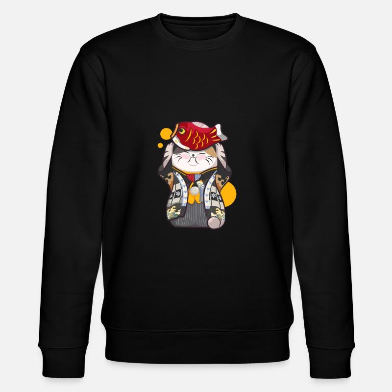 Katze Fisch - Stanley/Stella Unisex Bio-Sweatshirt CHANGER  - Schwarz