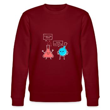 Chemist Science Funny Gift - Stanley/Stella CHANGER Unisex Organic Sweatshirt - burgundy - Front - Nik (191cm) & Marisol (170cm)