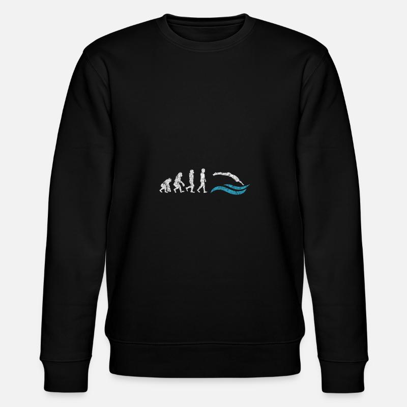 Schwimmer Evolution Affe Geschenk Sprung - Stanley/Stella Unisex Bio-Sweatshirt CHANGER  - Schwarz