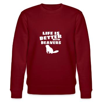 beaver - Stanley/Stella CHANGER Unisex Organic Sweatshirt - burgundy - Front - Nik (191cm) & Marisol (170cm)