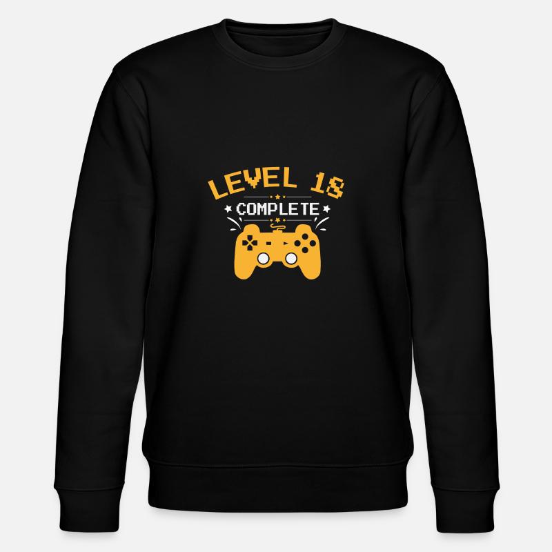 18. Geburtstag Gamer Level 18 complete Geschenk - Stanley/Stella Unisex Bio-Sweatshirt CHANGER  - Schwarz
