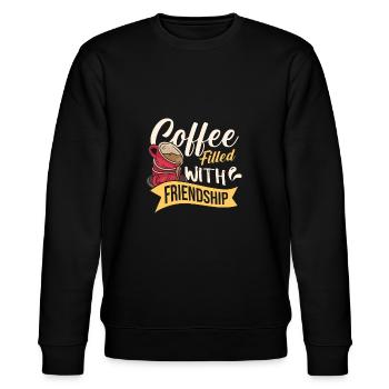 Coffee Filled with Friendship - Stanley/Stella Unisex Bio-Sweatshirt CHANGER  - Schwarz - Vorne - Nik (191cm) & Marisol (170cm)