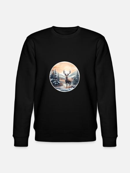 Winter landscape with deer - Stanley/Stella CHANGER Unisex Organic Sweatshirt - black