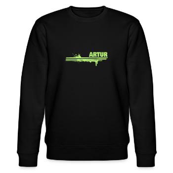 Geschenk für Artur - Stanley/Stella Unisex Bio-Sweatshirt CHANGER  - Schwarz - Vorne - Nik (191cm) & Marisol (170cm)