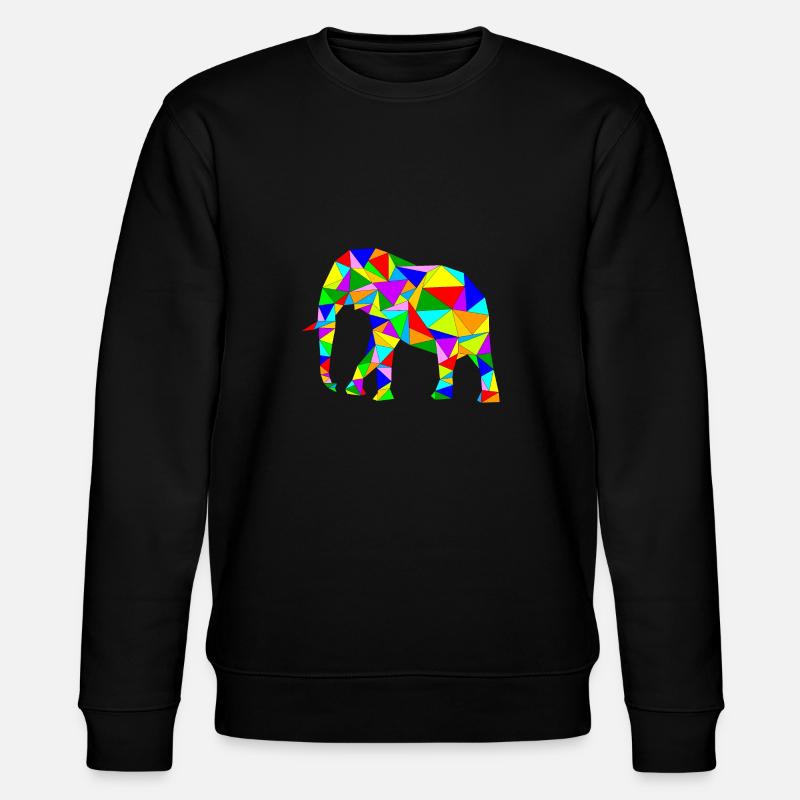 kunterbunter Polygon Elefant - Stanley/Stella Unisex Bio-Sweatshirt CHANGER  - Schwarz